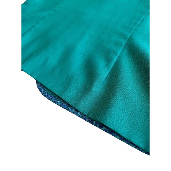 Vintage 90s Leslie Faye Top Blazer Short‎ Sleeve Teal Button Up Collar Spring 12 - Picture 14 of 16